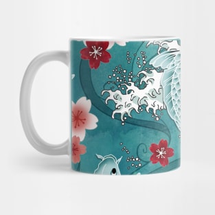 Koi sakura blossom in green Mug